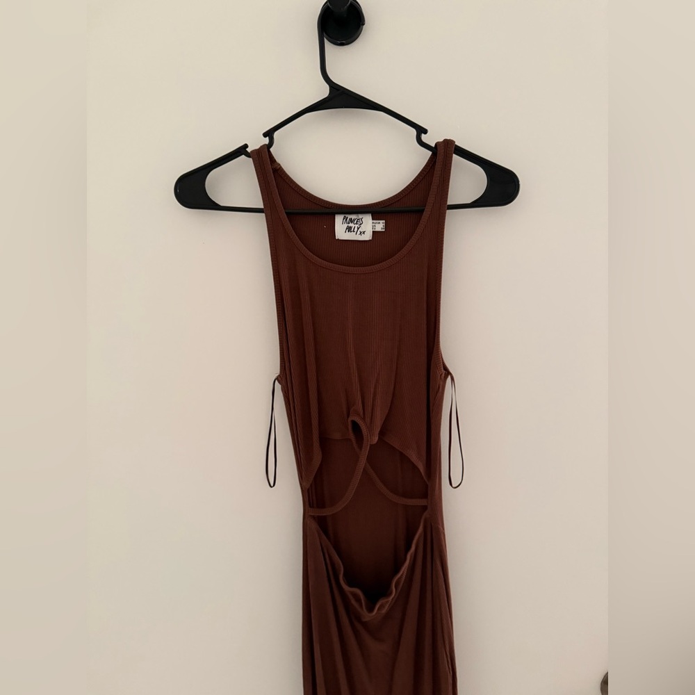 Princess Polly Ribbed Brown maxi dress